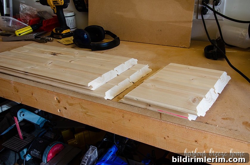 Wood pieces cut in preparation for making floating bedside tables