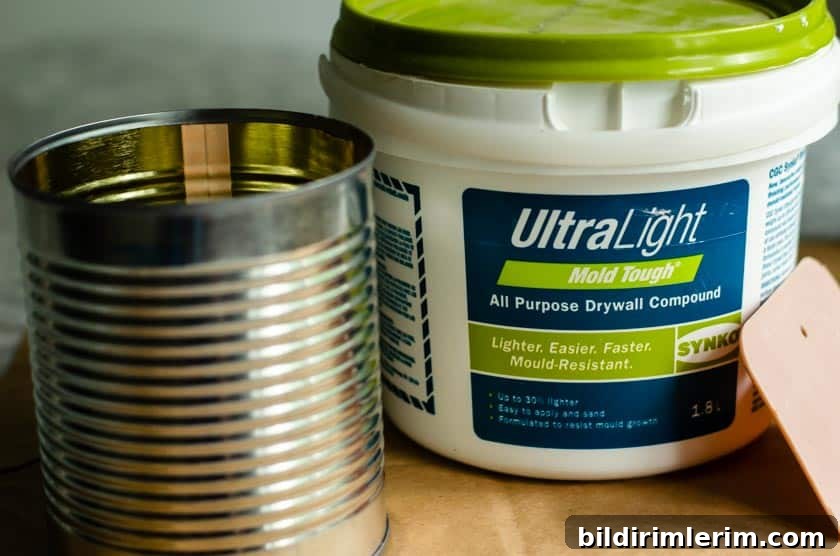 Supplies for diy flower pot out of a tin can