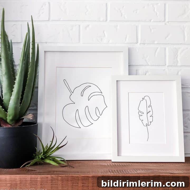 Image for Tropical & Palm Leaf Line Art Free Printable Series