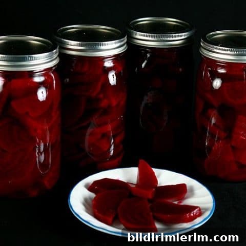 Homemade pickled beets