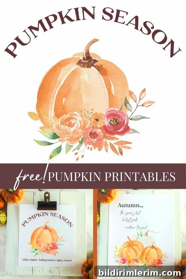 printable wall art - watercolor pumpkins for fall