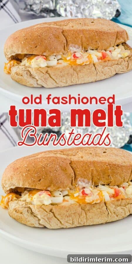 Collage of tuna melt bunstead sandwiches