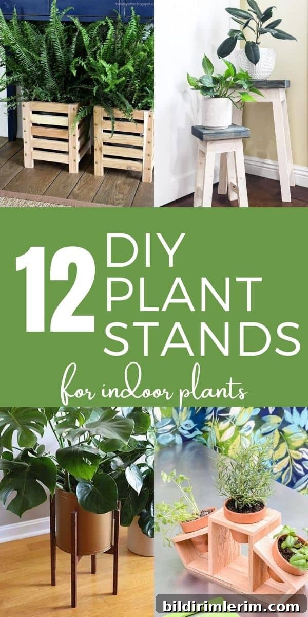12 DIY Wooden Planter Stand Ideas to Build 2 Collage of different diy wood plant stands