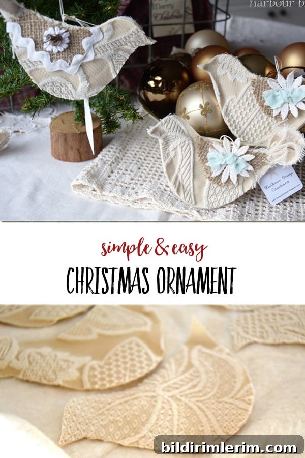 DIY Homemade Christmas Ornaments | These fabric birds made in a shabby chic style will add a farmhouse touch to your Christmas tree! #christmas #christmasornaments