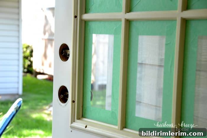 painters tape on door trim
