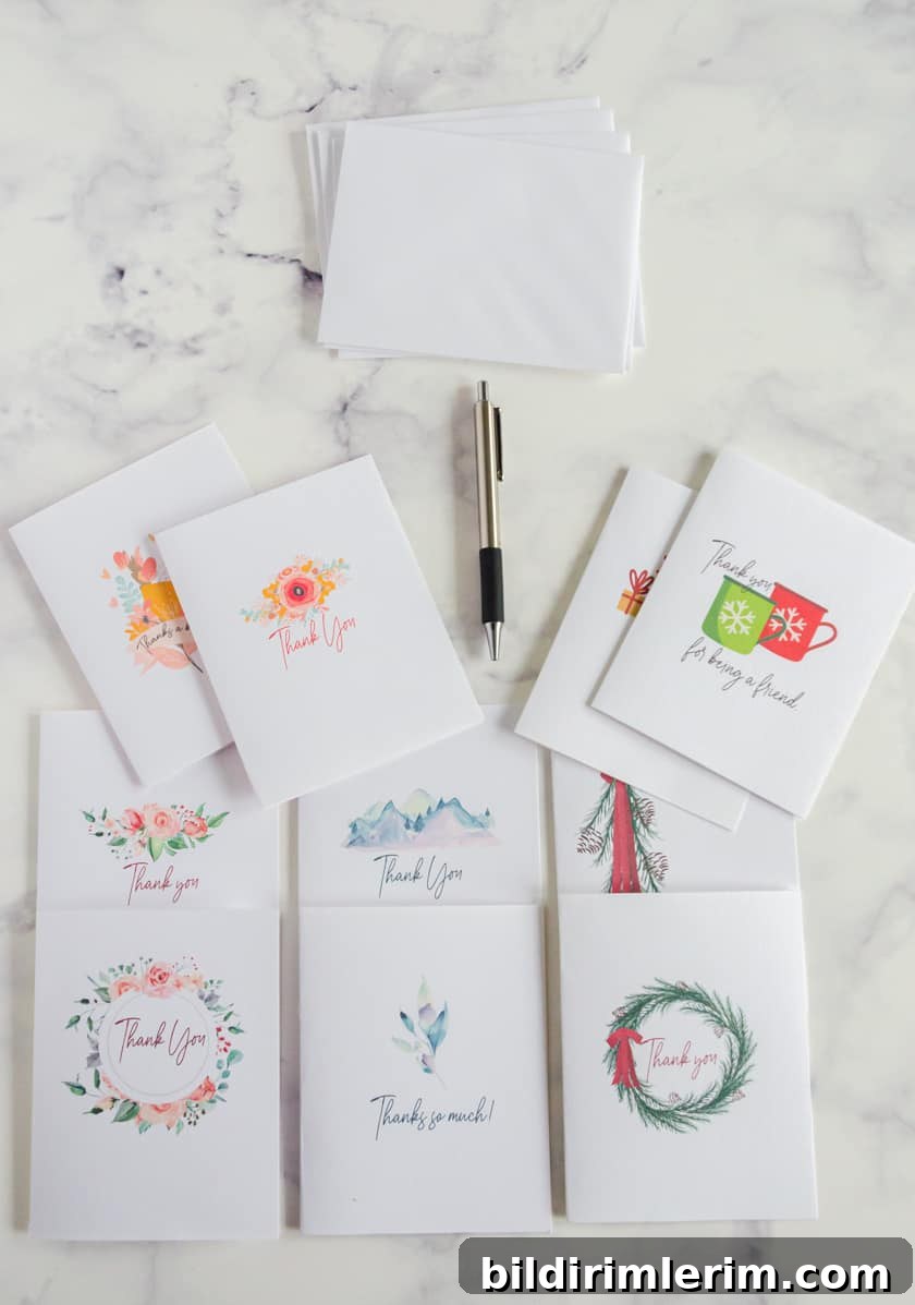 All occasion thank you notes you can print for free at home