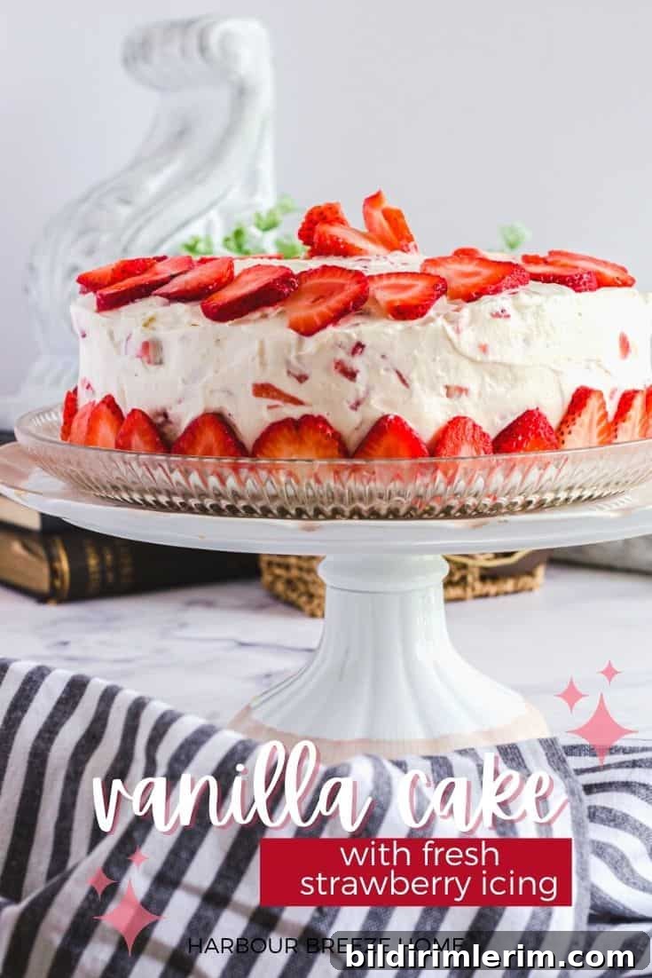 Moist Vanilla Cake recipe with Strawberry Cream Cheese Icing