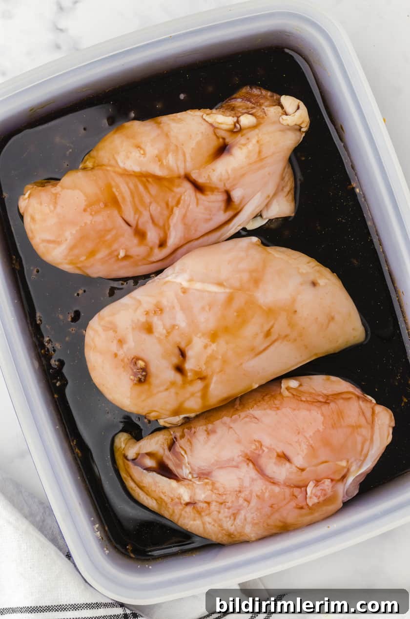 Place the chicken in the container with marinade and flip over so both sides are coated well.