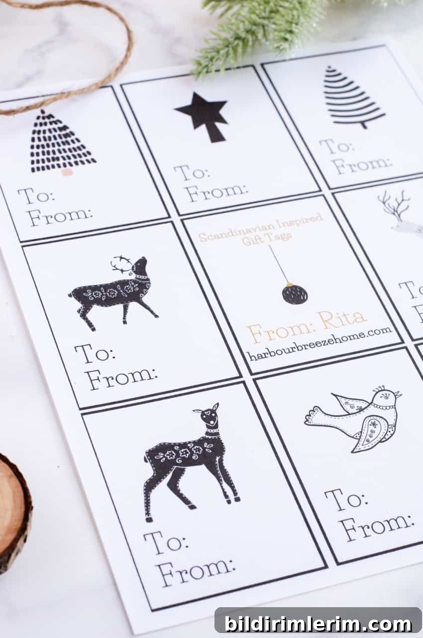 Free Printable Christmas Gift Tags 3 Black and White free Printable Christmas Gift Tags