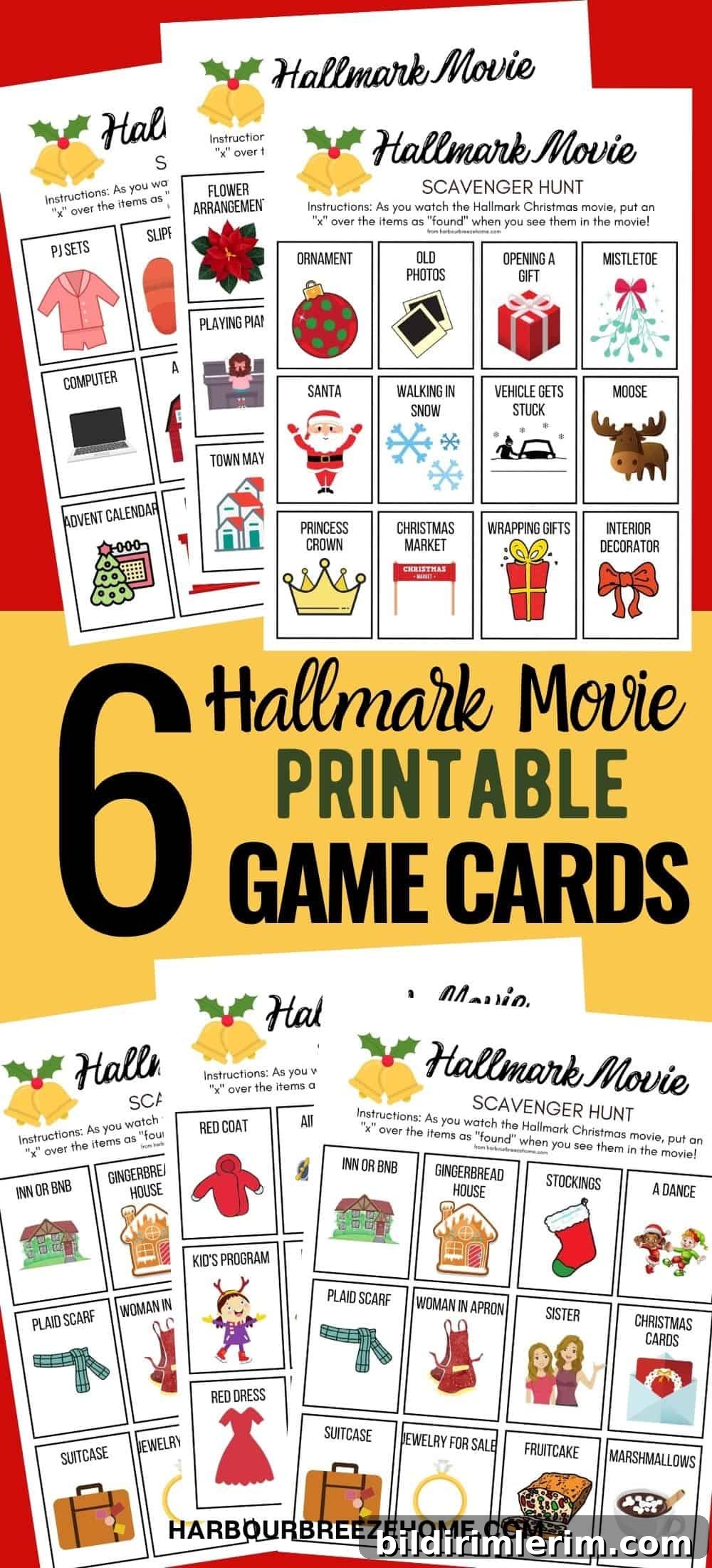 Hallmark Movie Christmas Party Game Printable Scavenger Hunt Game Cards