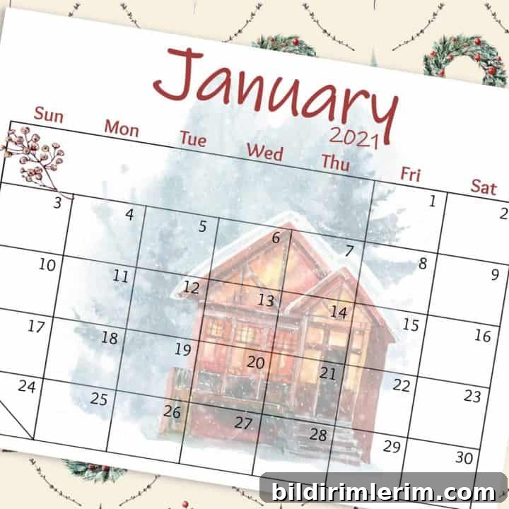 Image for FREE Watercolor Wall Calendar for 2021 - my wee abode