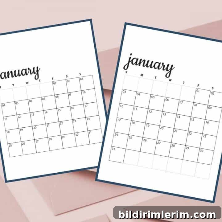 Image for Free Printable 2021 Monthly Calendars (Sunday & Monday Starts)