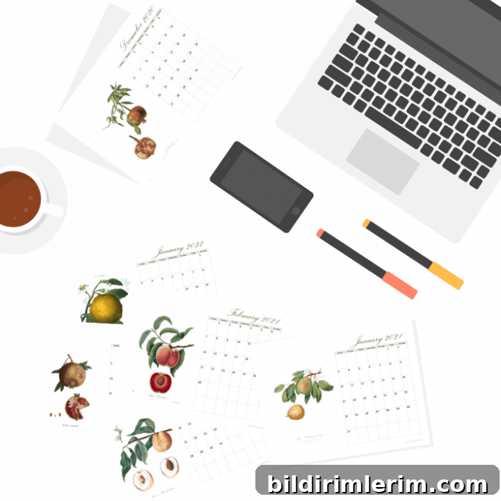 Image for 2021 Printable Calendar with Vintage Fruit Illustrations
