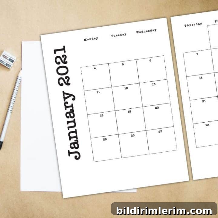 Image for Monthly Calendar Printable for 2021 + Blank Template