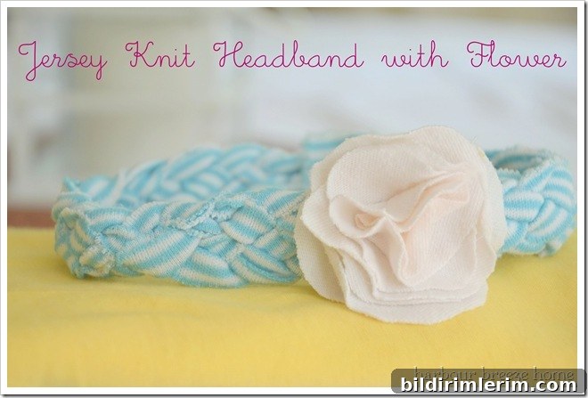 braided headband with jersey knit fabric and fabric flower