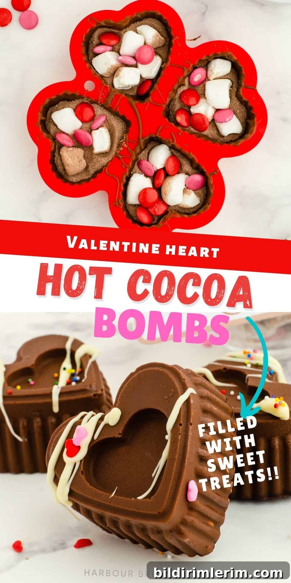 Heart Shaped Hot Chocolate Bombs for Valentine's Day