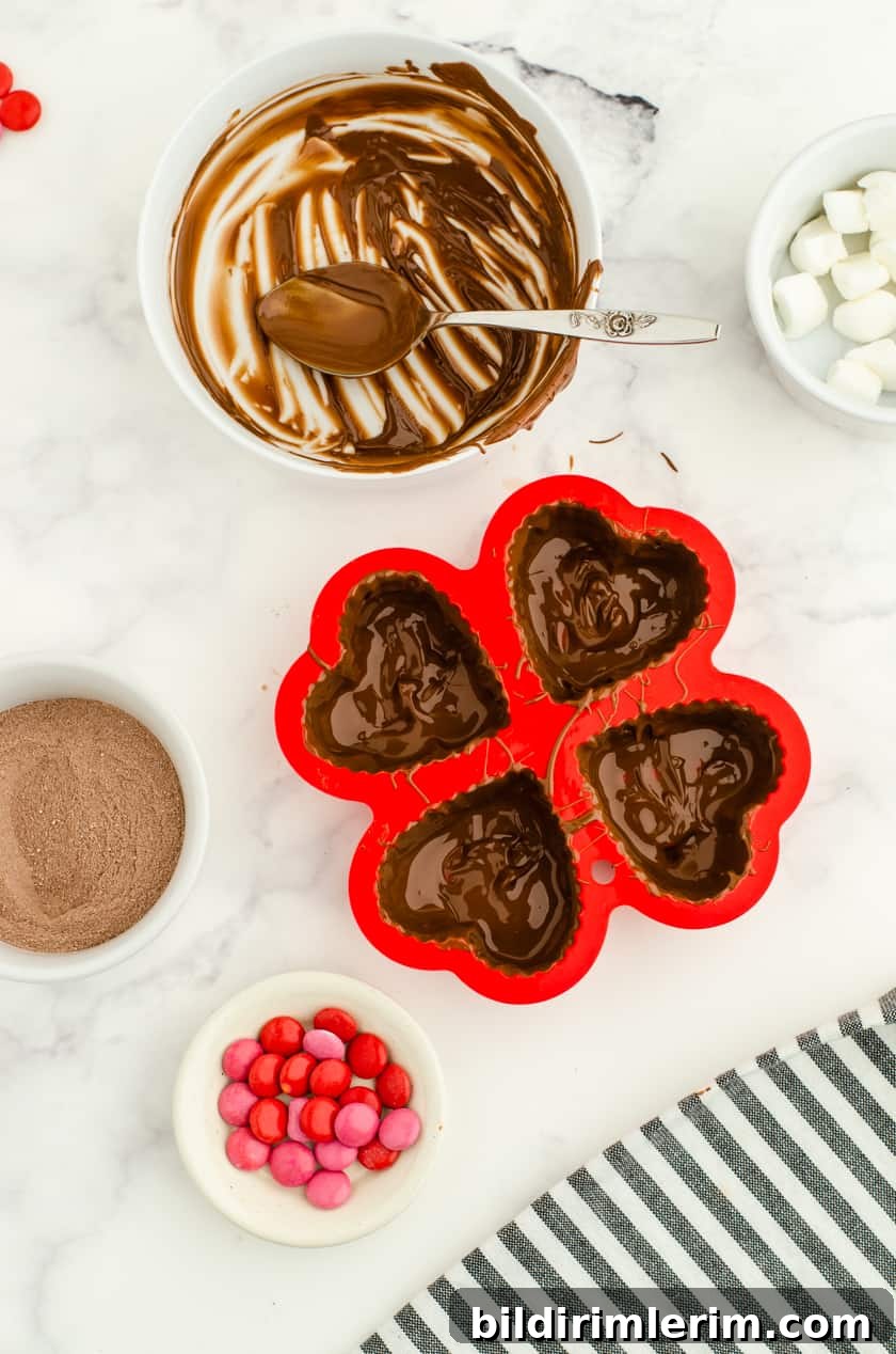 ingredients for valentines hot cocoa bombs