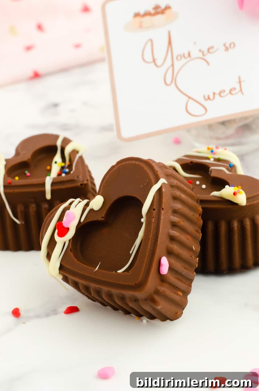 valentine hot cocoa bombs stacked up with a Valentine's Day card behind them