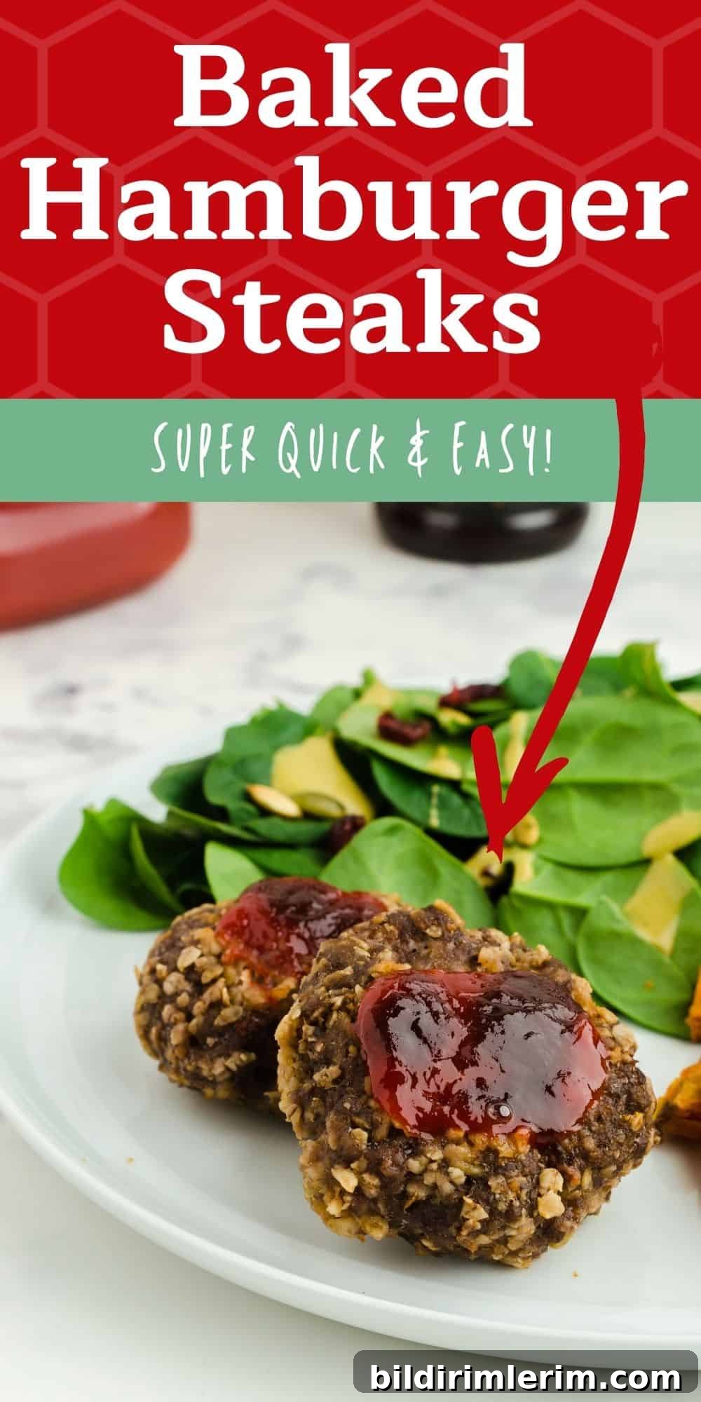 Baked Hamburger Steak - A quick and easy hamburger steak recipe that is baked in the oven without gravy