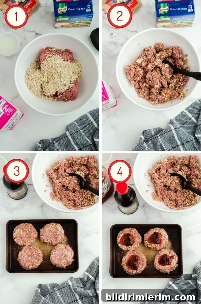 Steps for how to make oven baked hamburger steaks without gravy