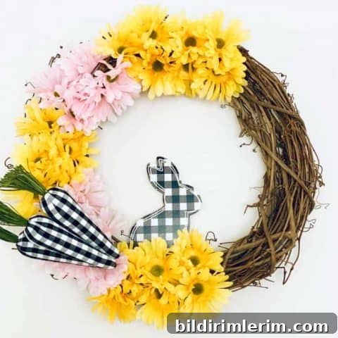 Spring wreath with bunny and carrots