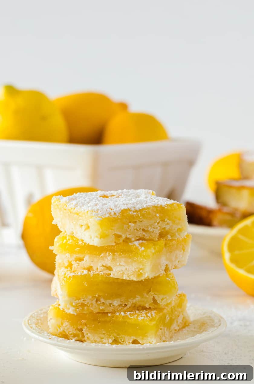 Grandma's Old-Fashioned Lemon Bars Recipe 2 Stack of lemon bars
