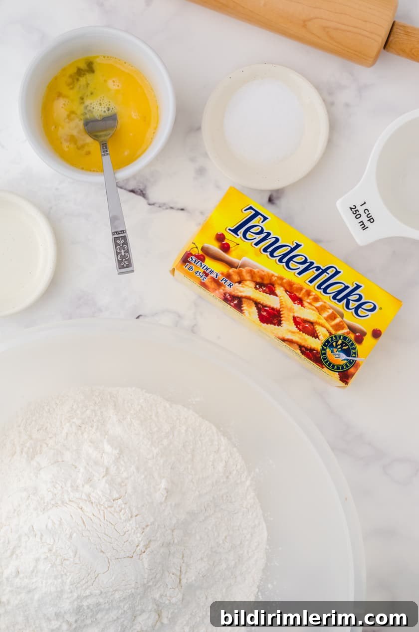 ingredients for homemade pie crust dough