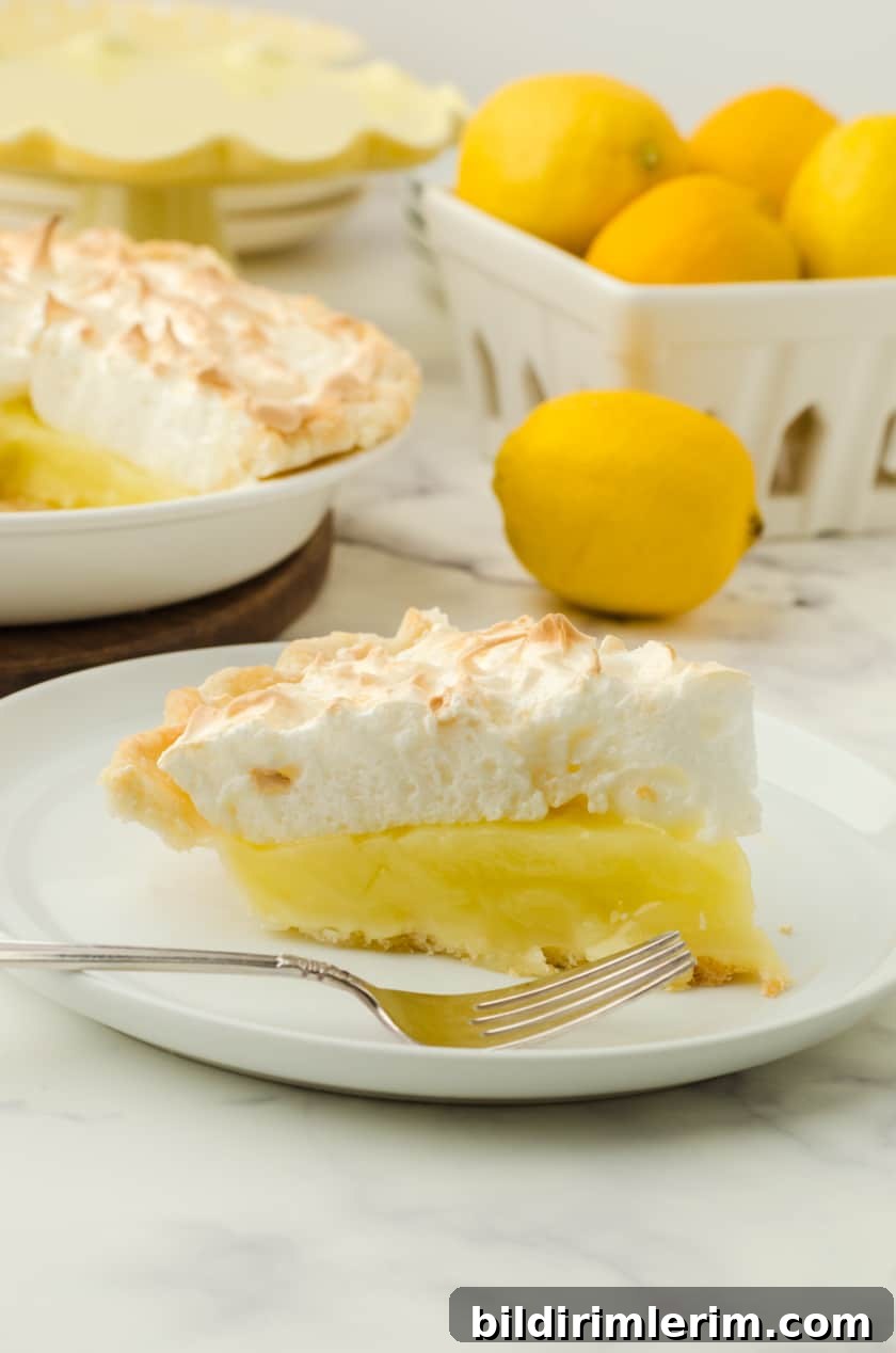 Slice of lemon meringue pie