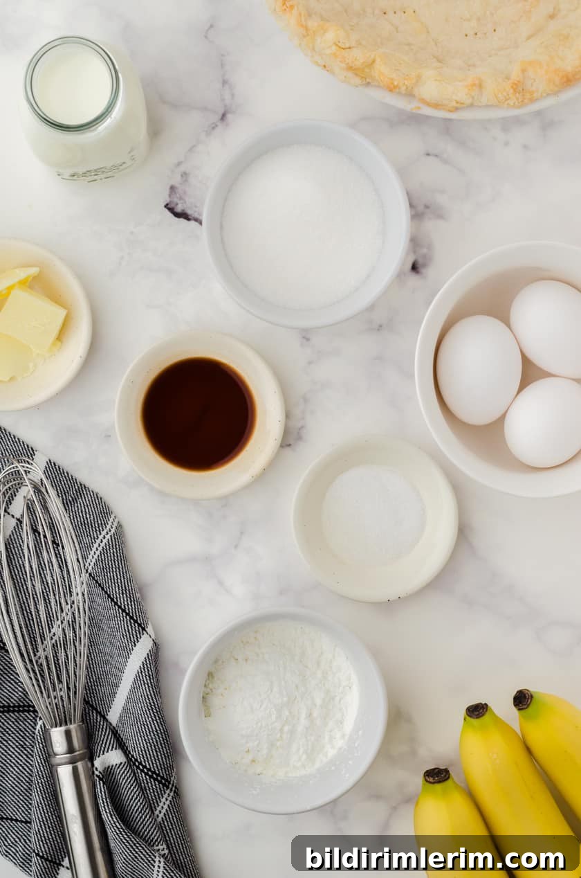 Ingredients for banana cream pie with pudding.