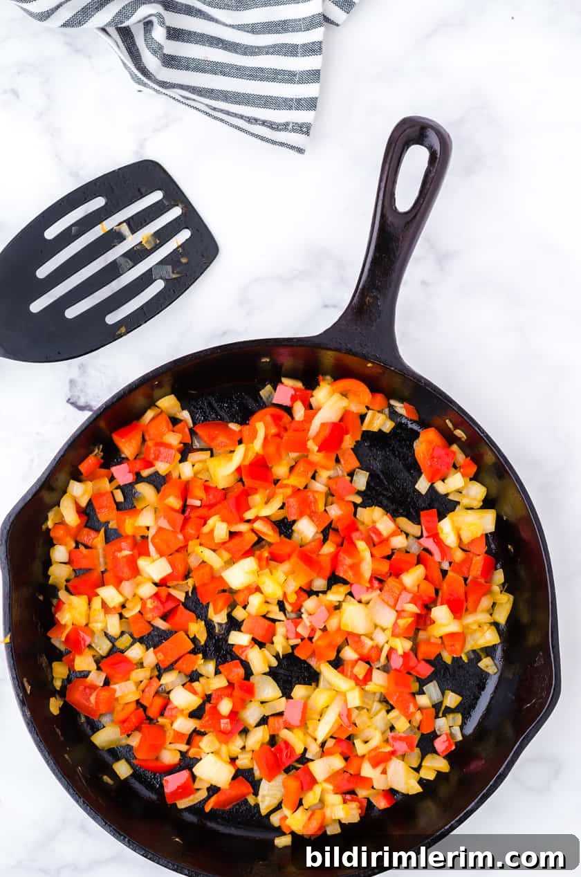 Sautéing onions and peppers