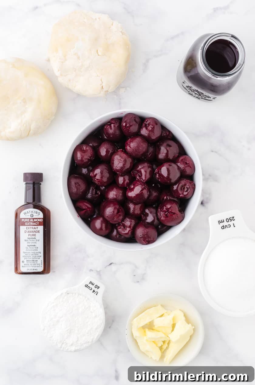 ingredients for cherry pie with canned cherries