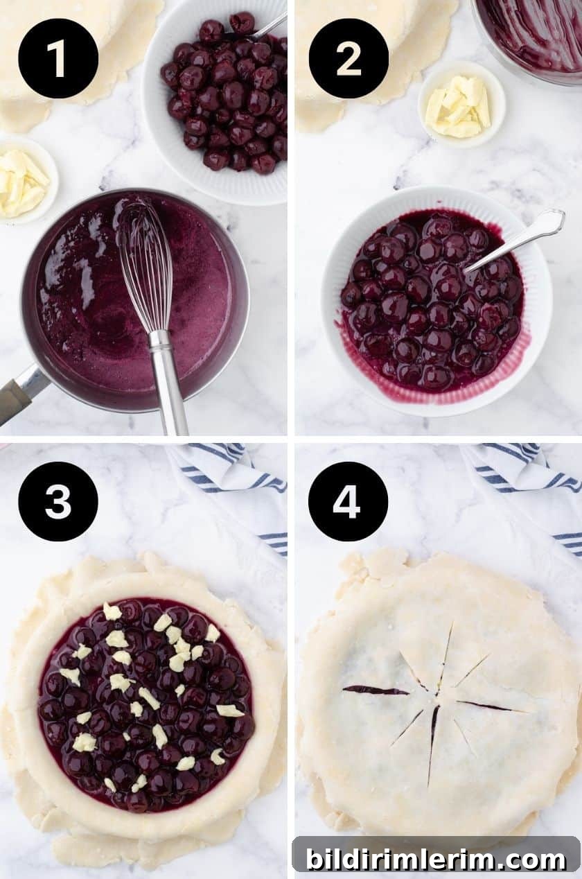 Process steps for how to make cherry pie