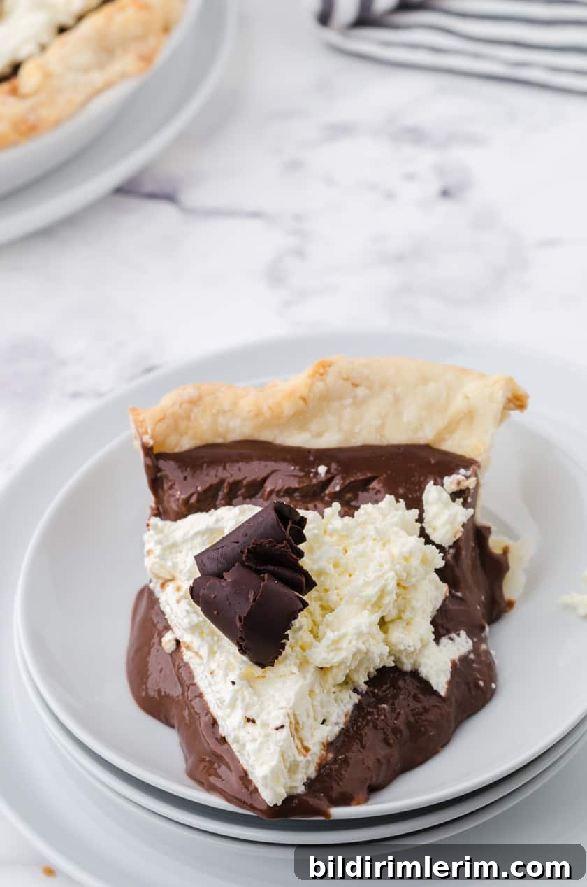 A slice of chocolate pie