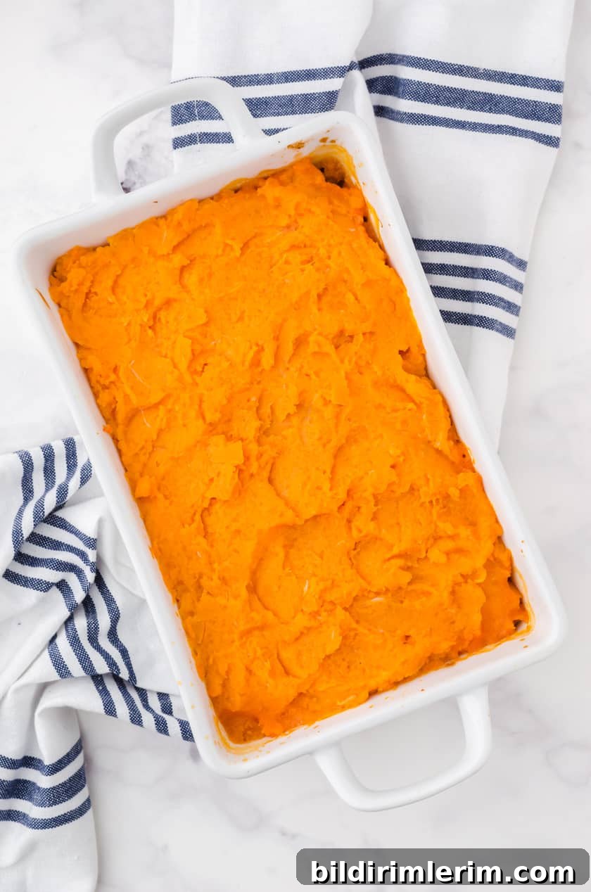 Turkey Shepherd's Pie with Sweet Potato Mash 8 Baked turkey shepherd's pie