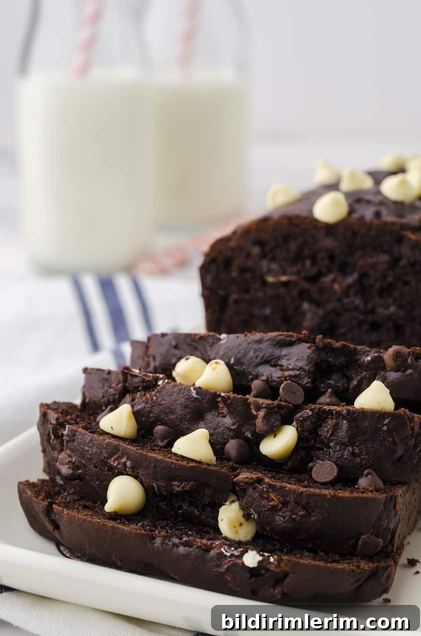Slices of chocolate zucchini bread