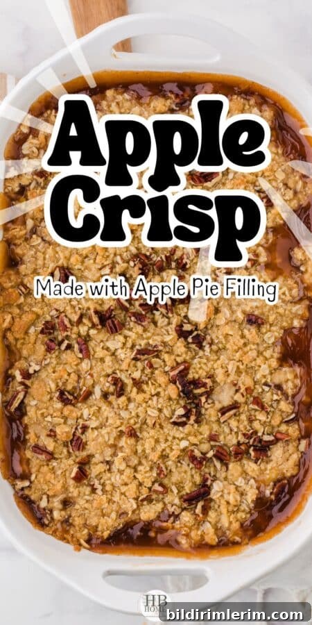 Pan of apple crisp with pie filling