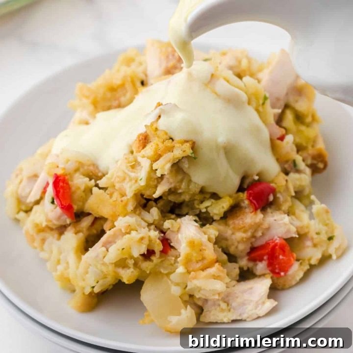 Chicken Stuffing Casserole with Creamy Sauce