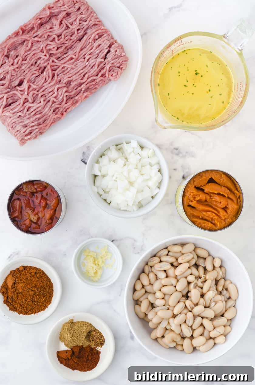 ingredients for turkey pumpkin chili