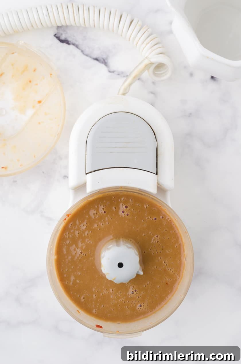 Peanut chili sauce in a mini food processor