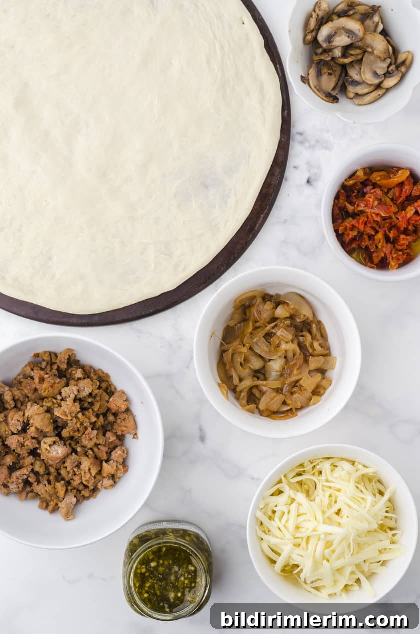 Ingredients needed for this sausage pizza