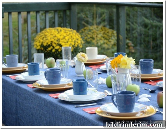 table and mums
