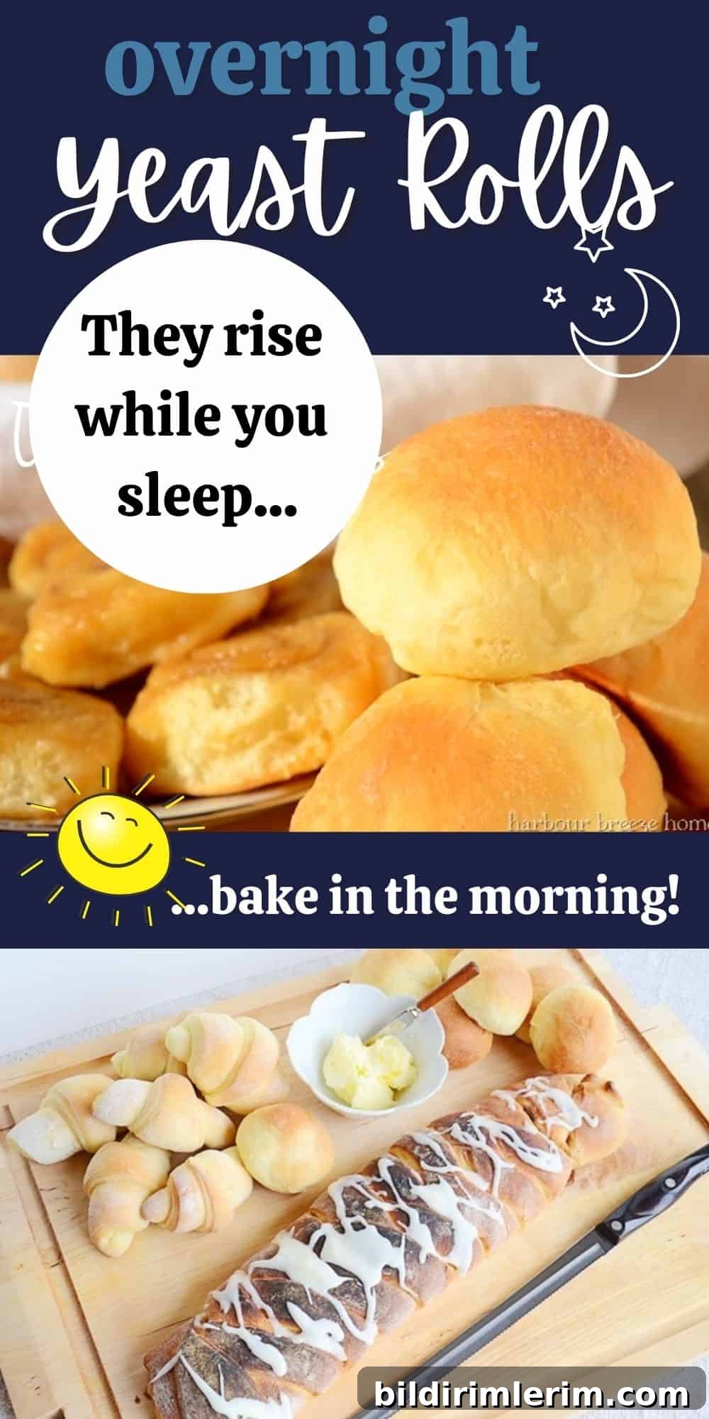 Overnight yeast rolls you can bake fresh in the morning.