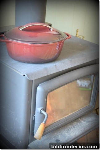 wood stove and pot