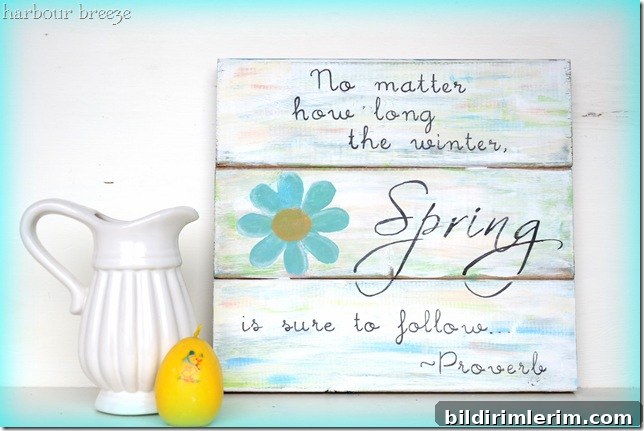 spring sign with blue vignette