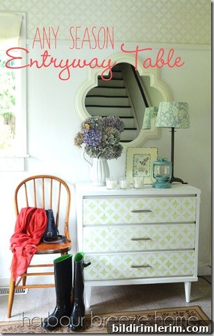 any season entryway table with words