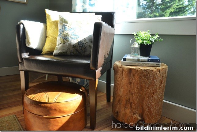 stump side table with chair