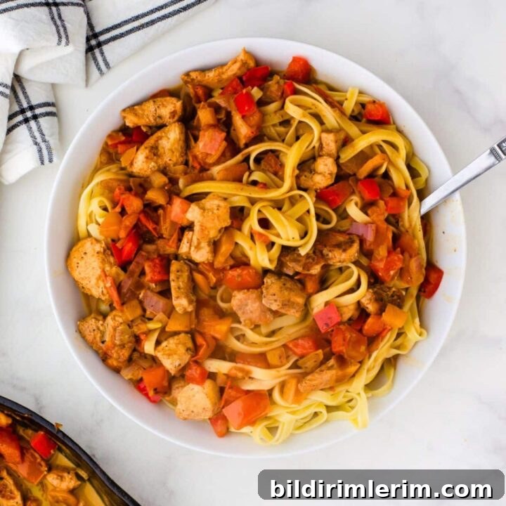 Bowl of spicy Cajun chicken pasta