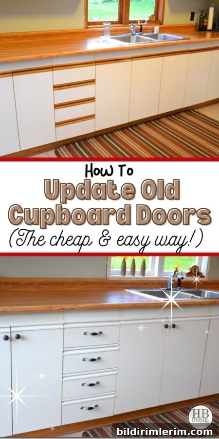 Painted European kitchen cupboard doors before and after