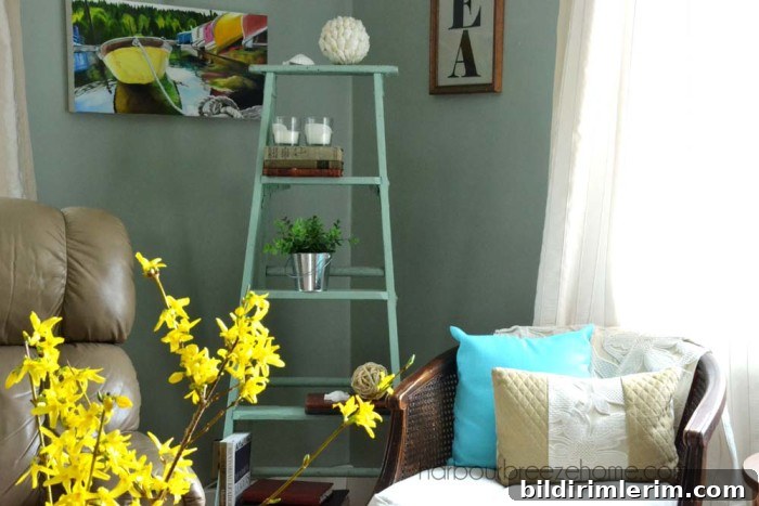 beach cottage spring living room decor