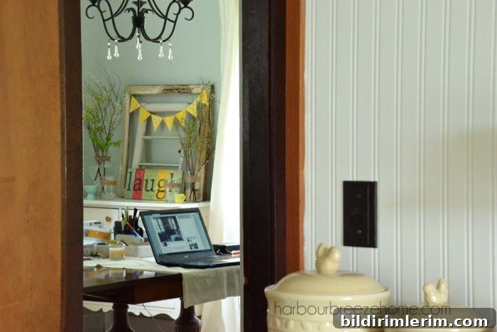 Spring Home Tour: Fresh Decor and Styling Ideas 6 Office as seen from kitchen doorway